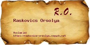 Raskovics Orsolya névjegykártya